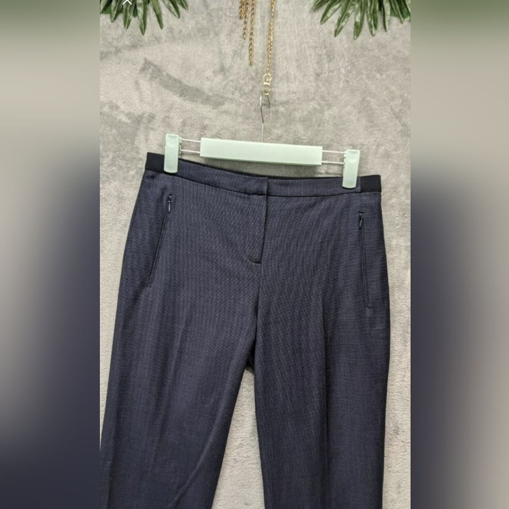 T. TAHARI Wool Blend Women Office Casual Pants Navy Zip Pockets Size 2(W 29")